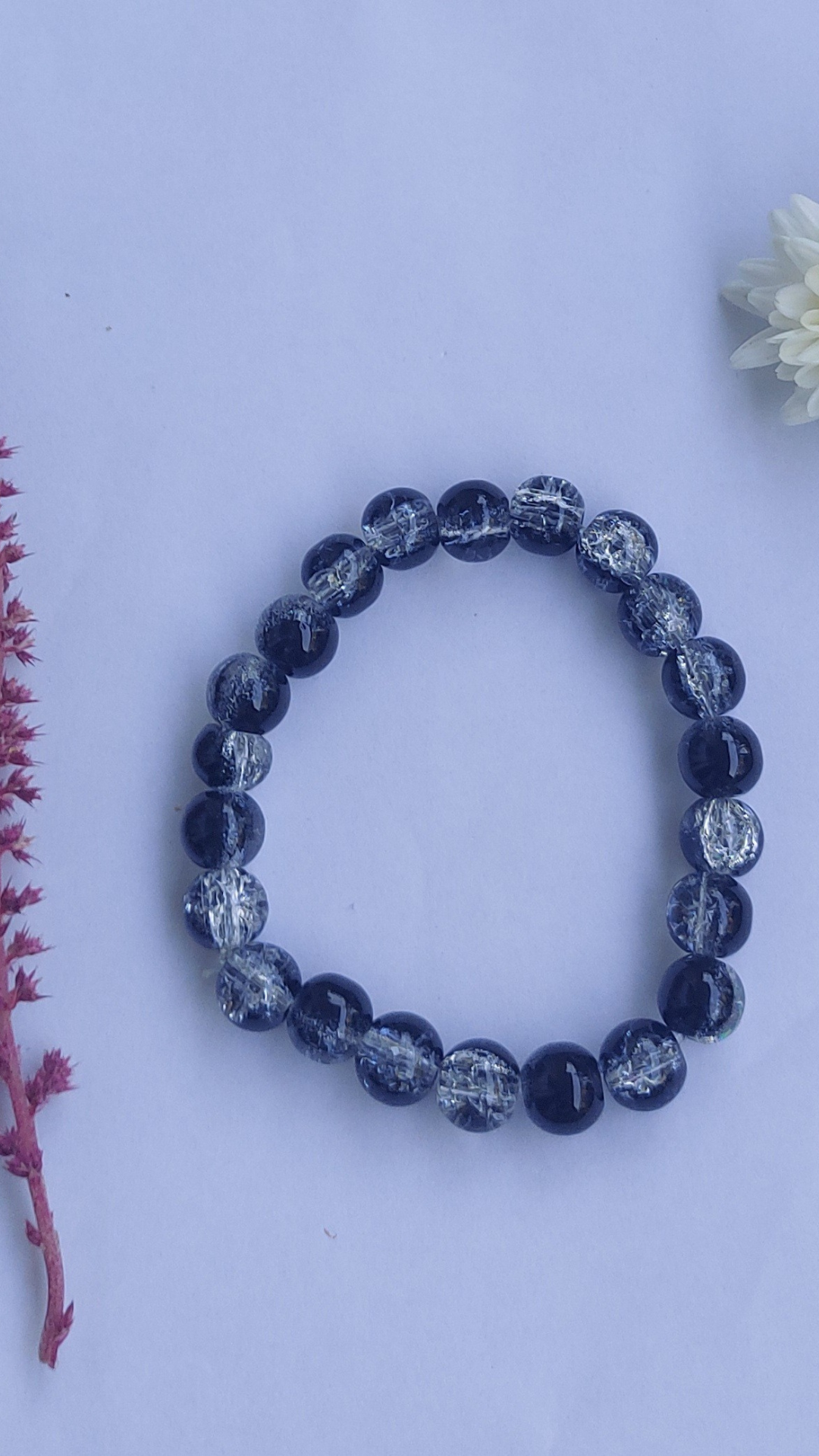 Black Dual Colored Crystal Beads Bracelet