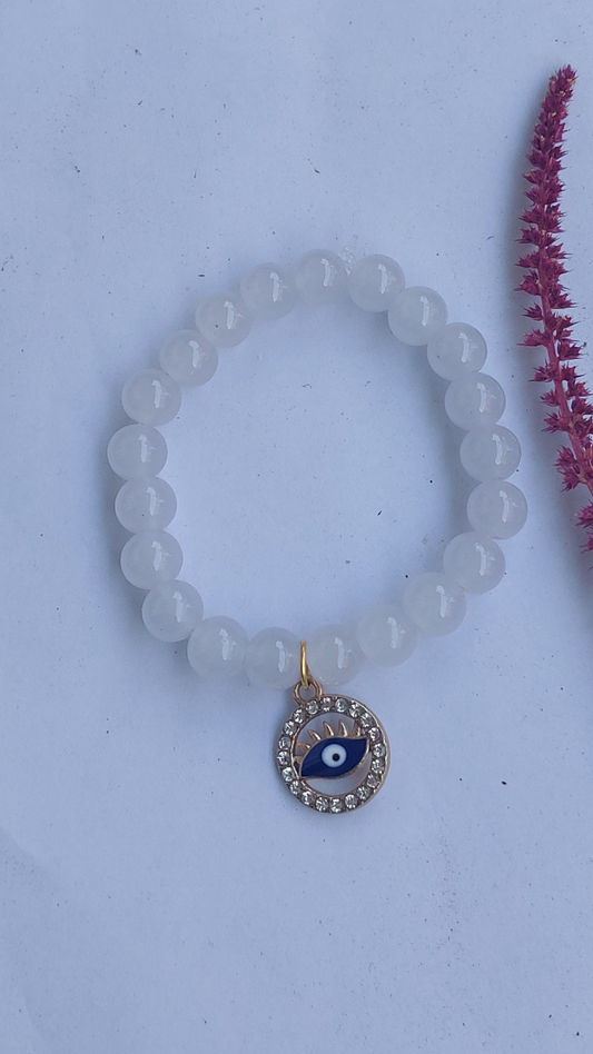 Evil Eye White Beads Bracelet