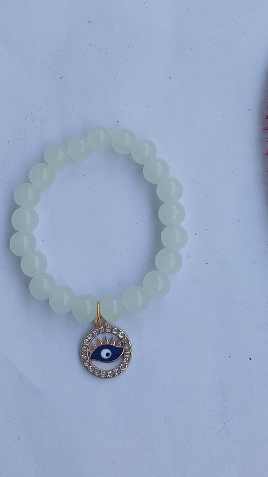 Evil Eye Milky White Beads Bracelet