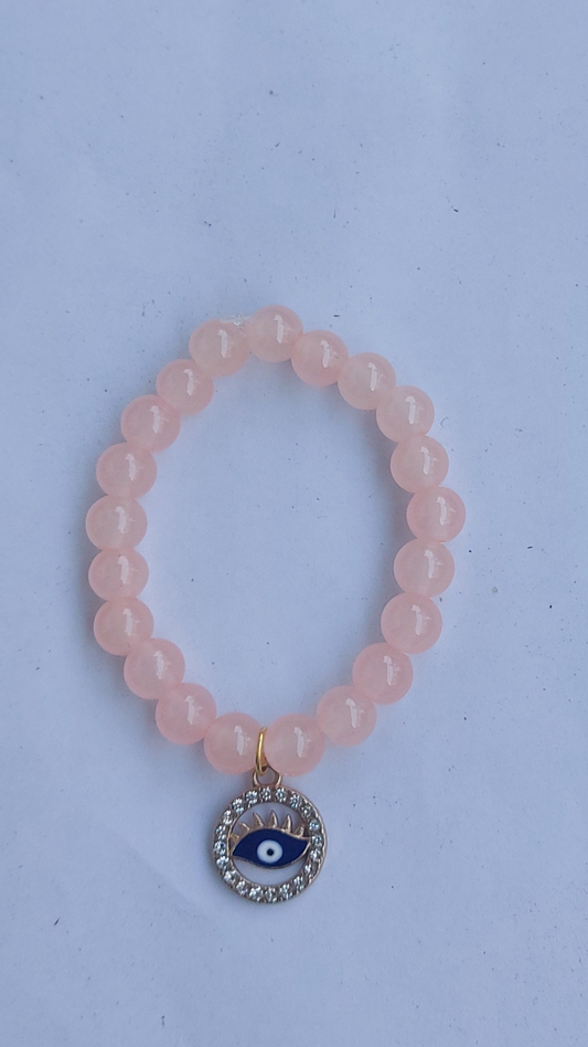 Evil Eye Peach Beads Bracelet