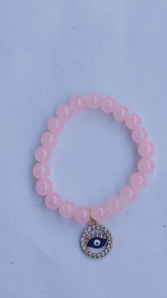 Evil Eye Pink Beads Bracelet