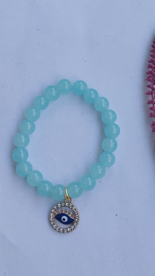 Evil Eye Light Blue Beads Bracelet