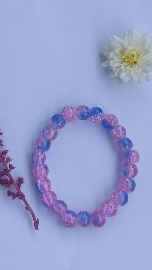 Blue Pink Dual Colored Crystal Beads Bracelet