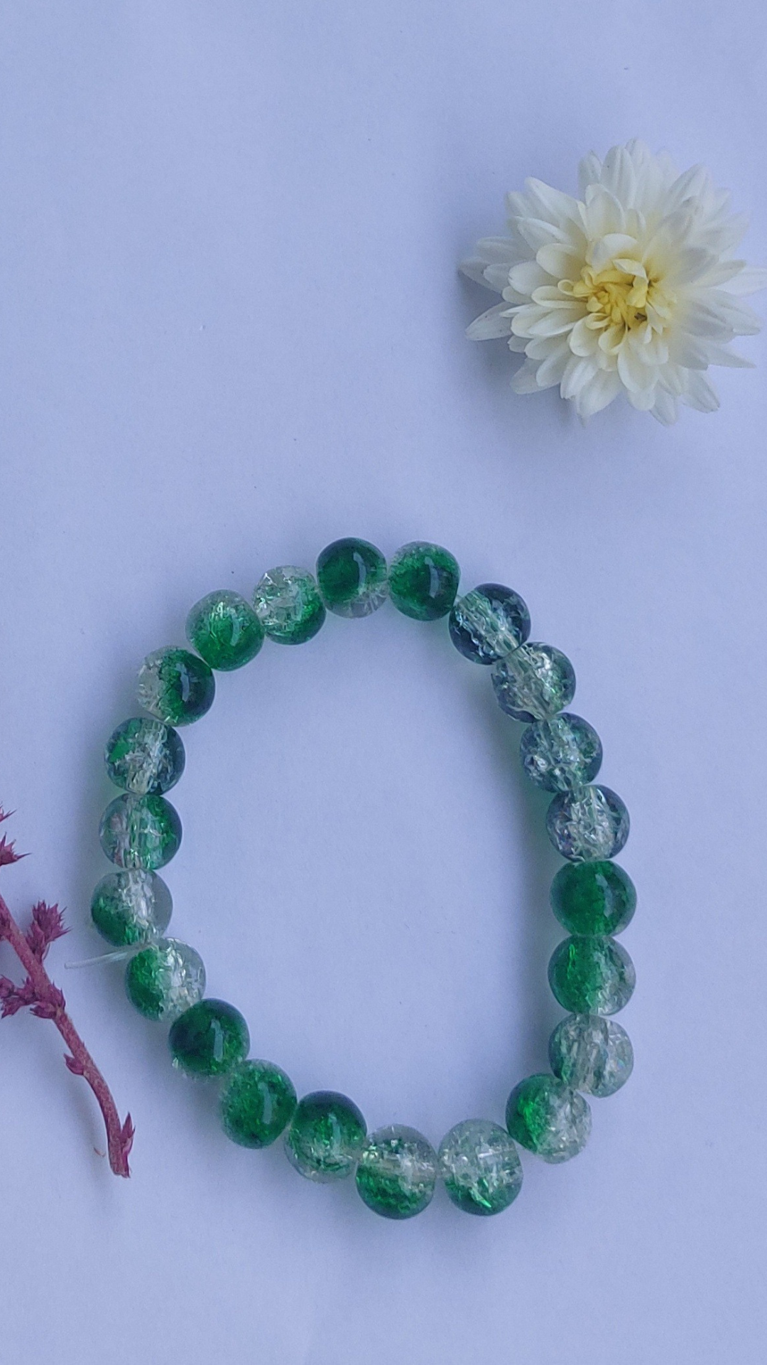 Dark Green Dual Colored Crystal Beads Bracelet