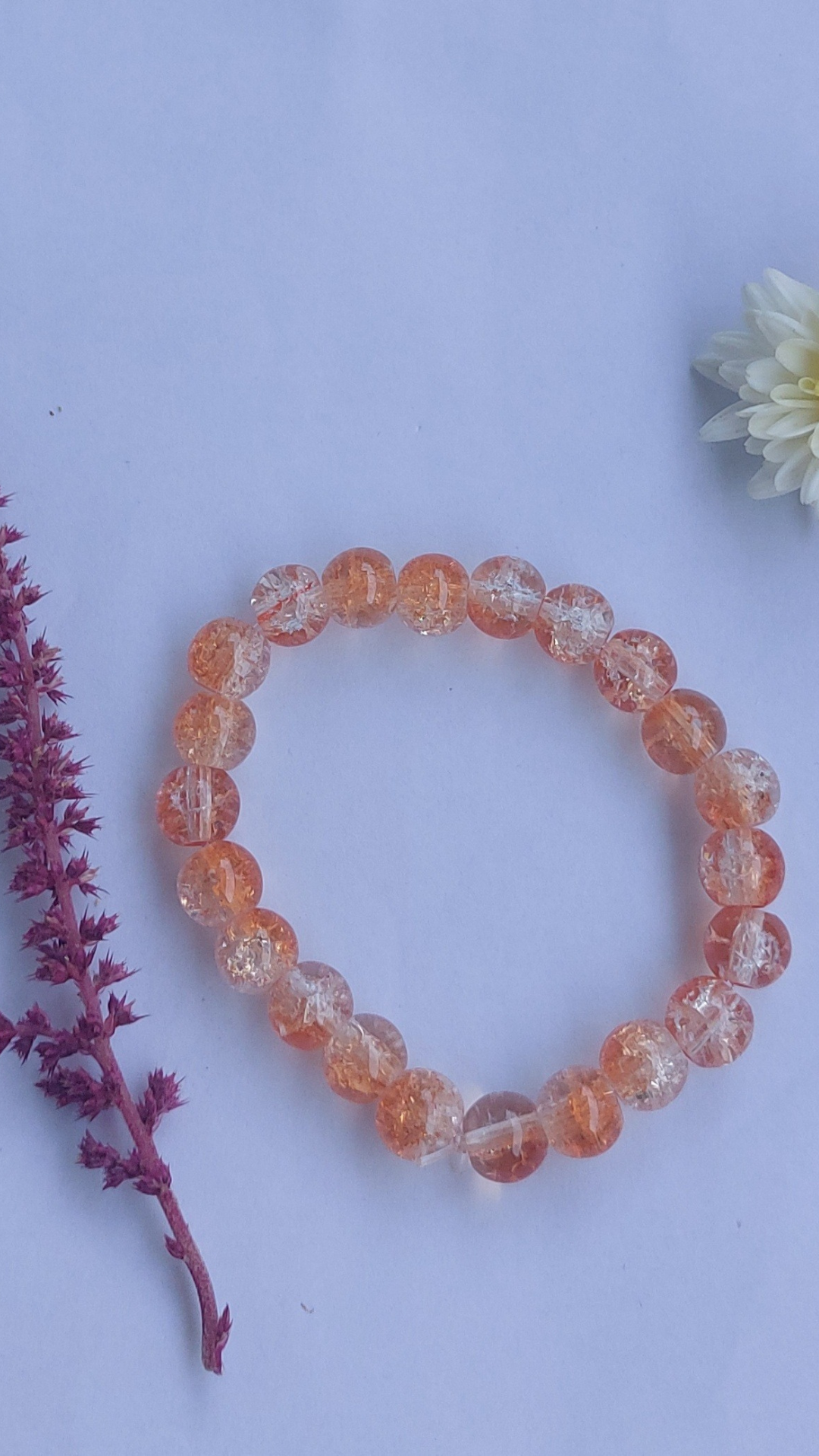 Orange Dual Colored Crystal Beads Bracelet