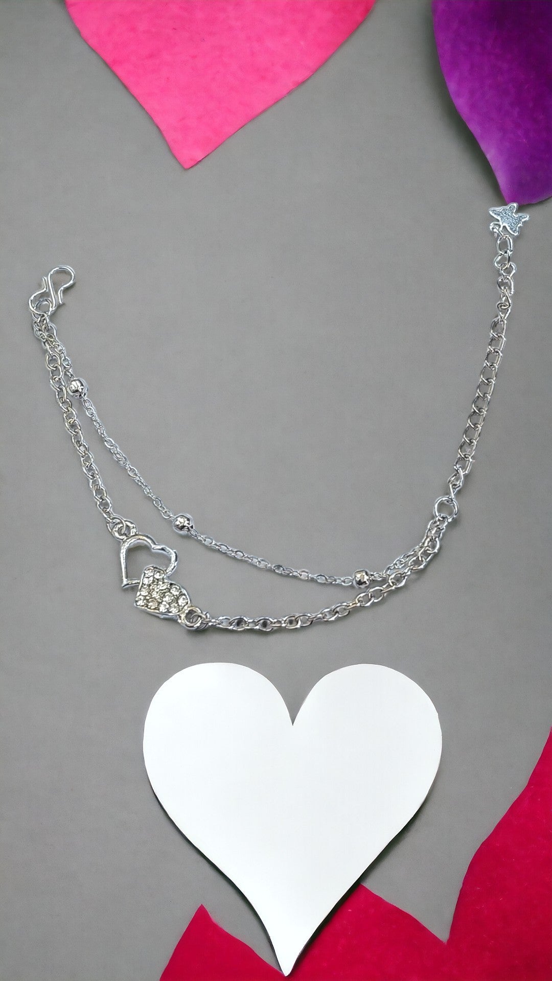 Two Hearts Double Chain Bracelet