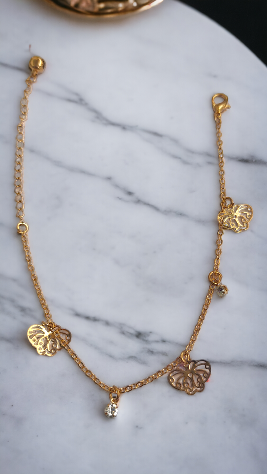 Golden Butterfly Single Chain Bracelet