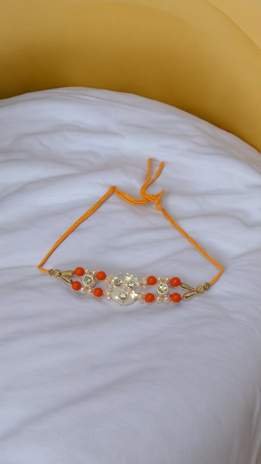 Five Petal Rakhi - Orange