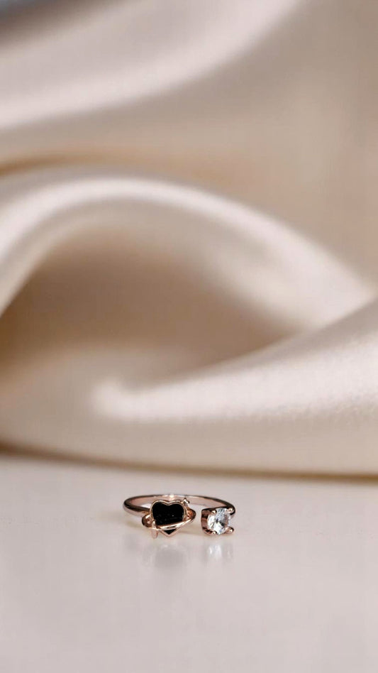 🖤Korean Black Heart Spark Ring