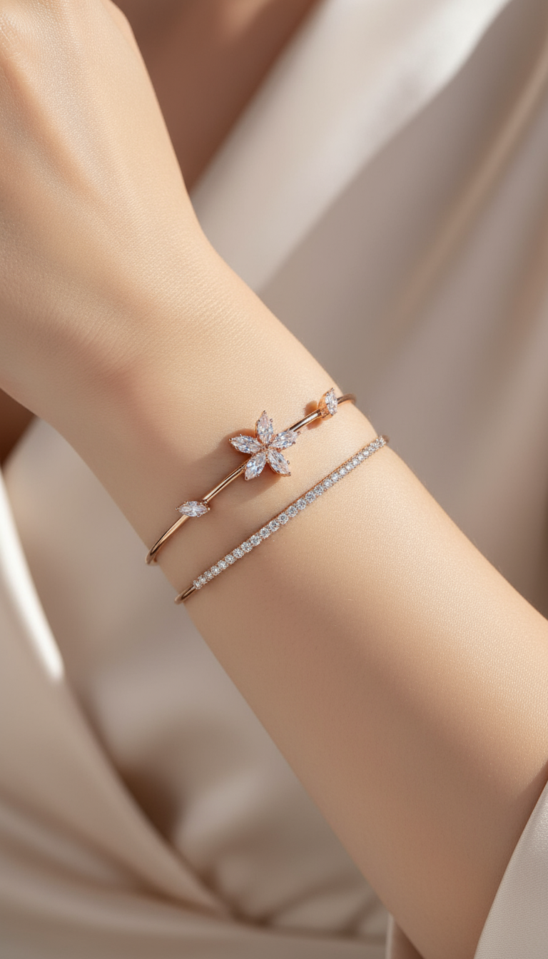 🌼 Korean Diamond Floral Glimmer Bracelet