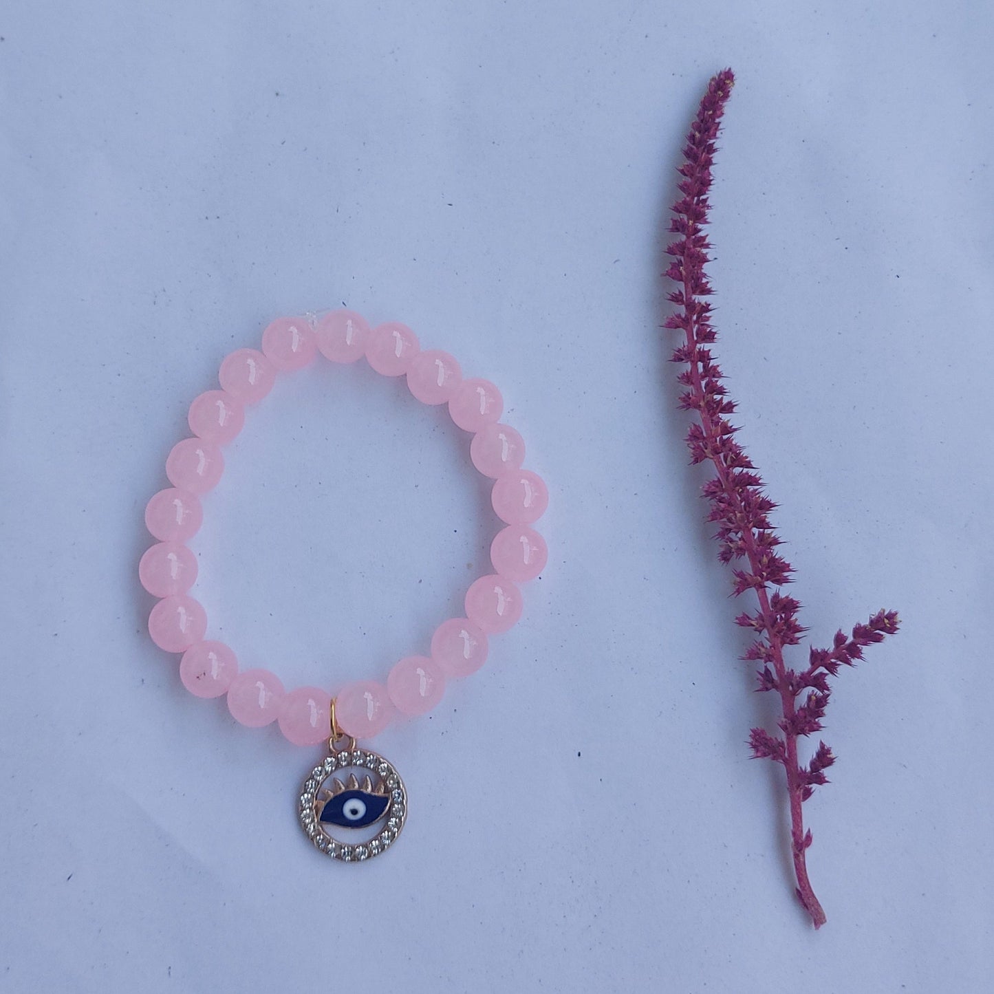 Evil Eye Pink Beads Bracelet