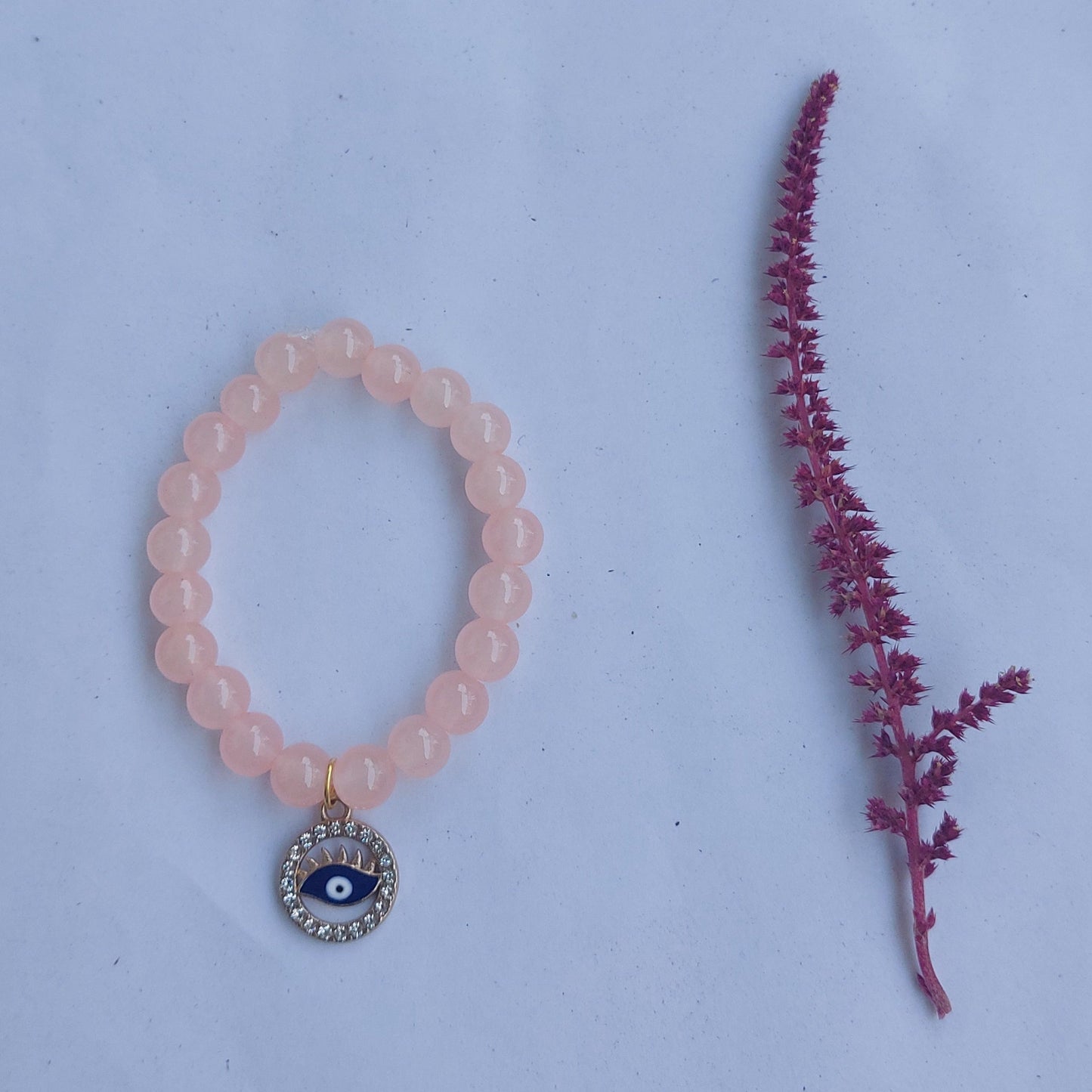 Evil Eye Peach Beads Bracelet