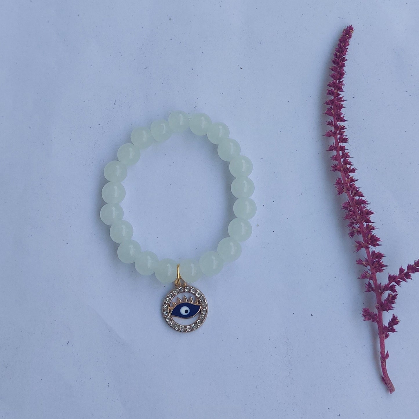 Evil Eye White Beads Bracelet